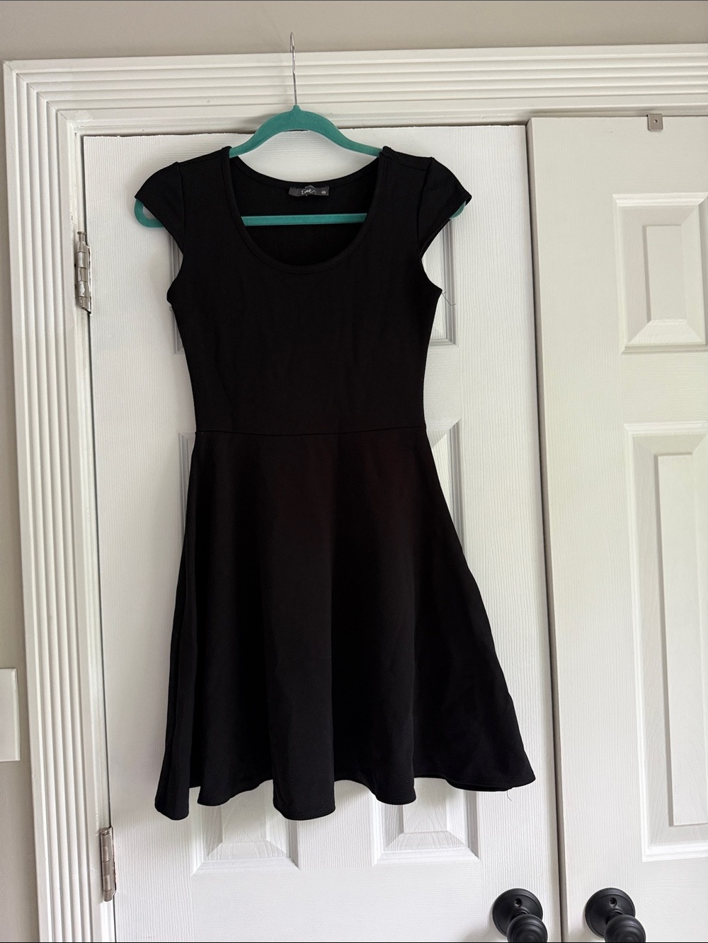 Pinc Black Cap-Sleeve Fit & Flare Mini Dress